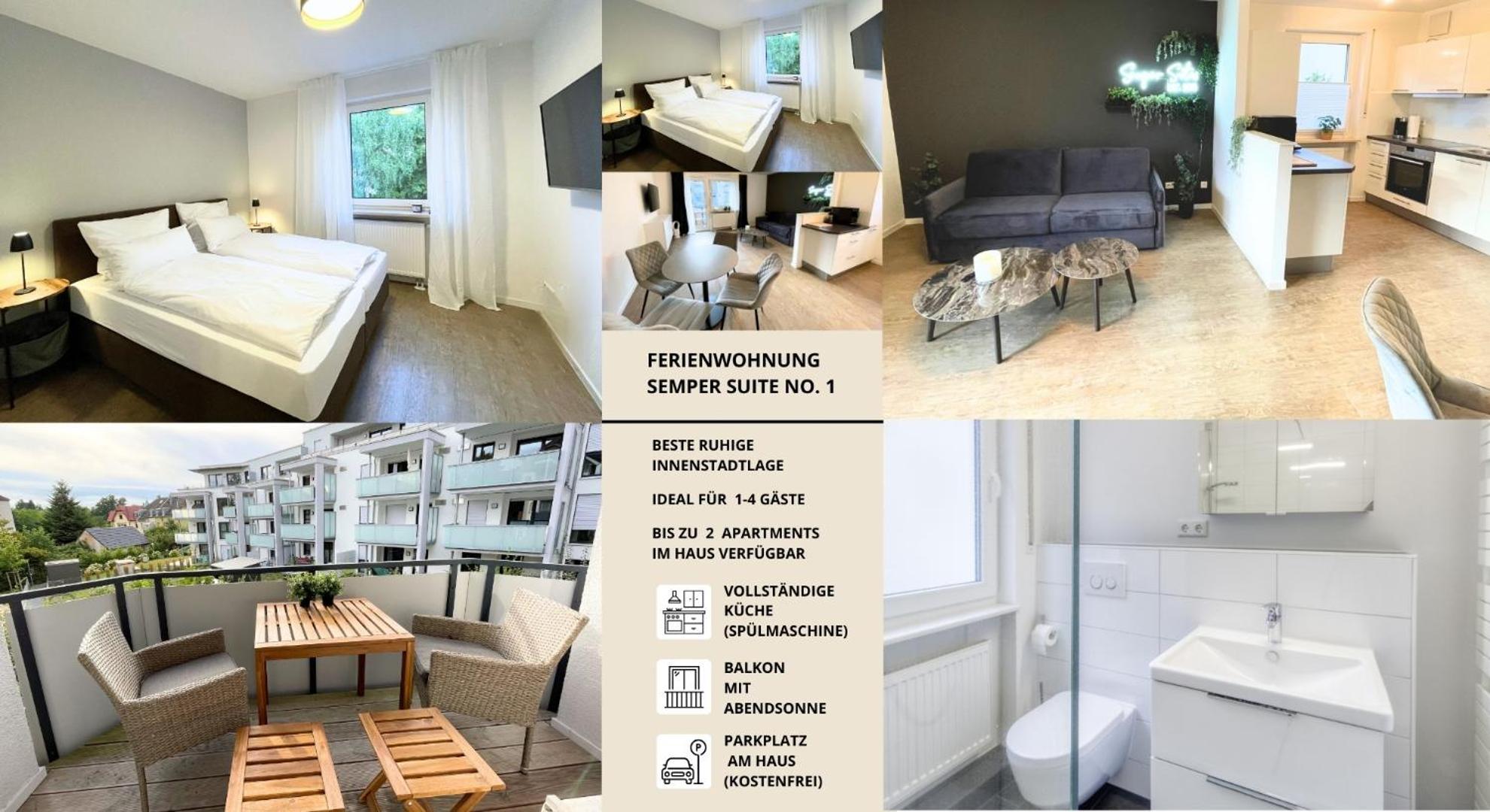 Semper Suite No1 - 2Zi Fewo 1-4 Pers, Balkon, Parkplatz, Hofgartennaehe Bayreuth Luaran gambar